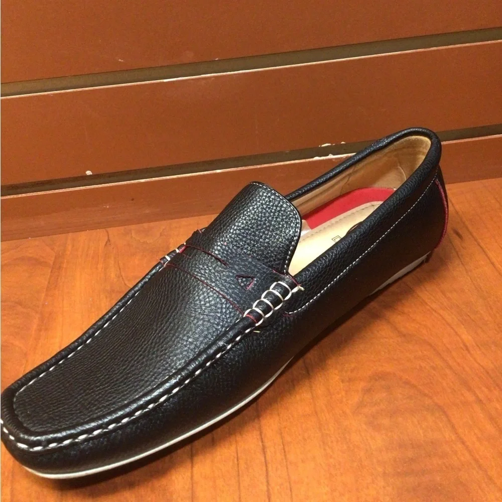 Stylish Black Leather Men's Slip-On Loafers